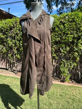 NWT Kenneth Cole Reaction Brown Hooded Sleeveless Trench Vest